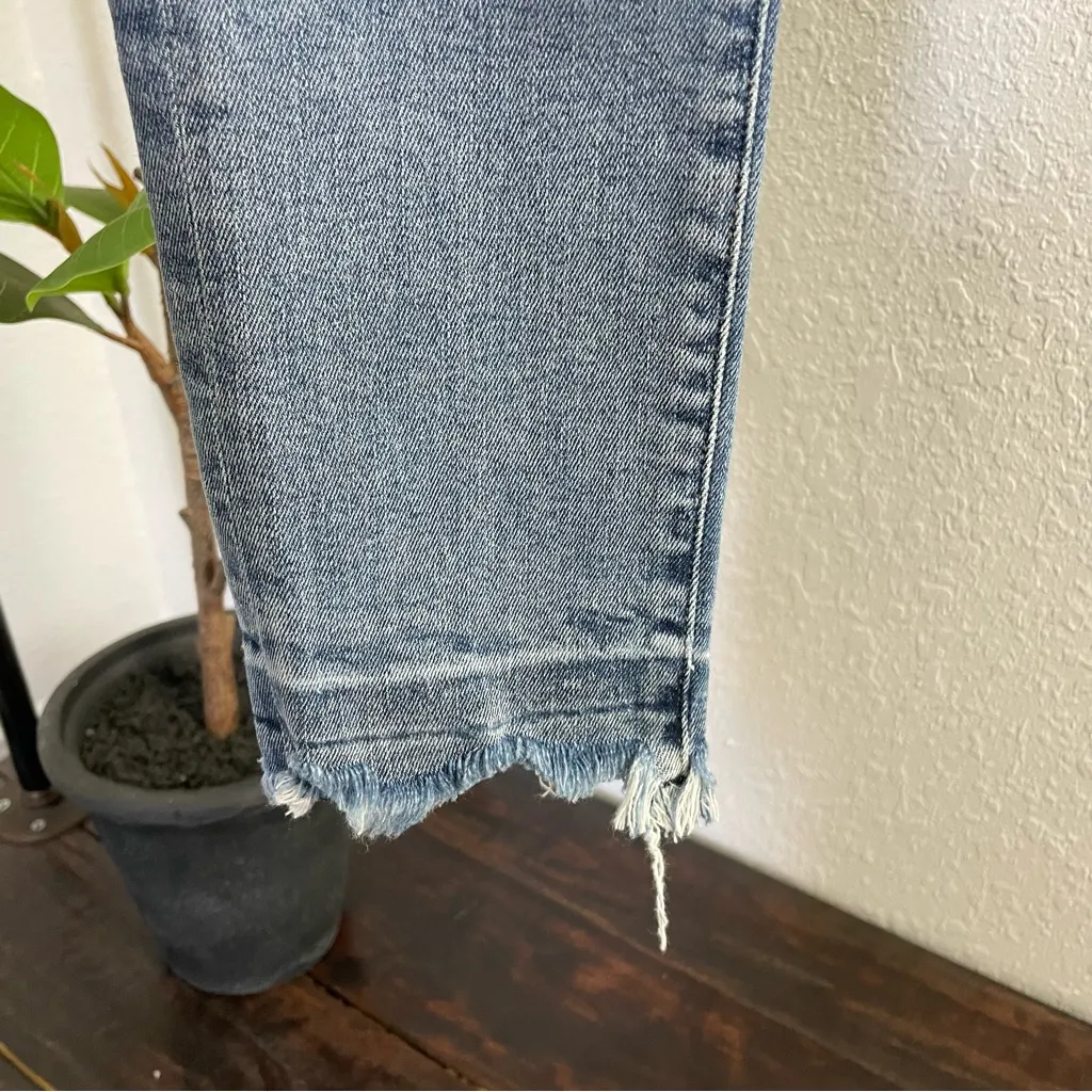 Agolde Sophie High-Rise Cropped Skinny Jeans with Chewed Hem Size 24 - Image 8