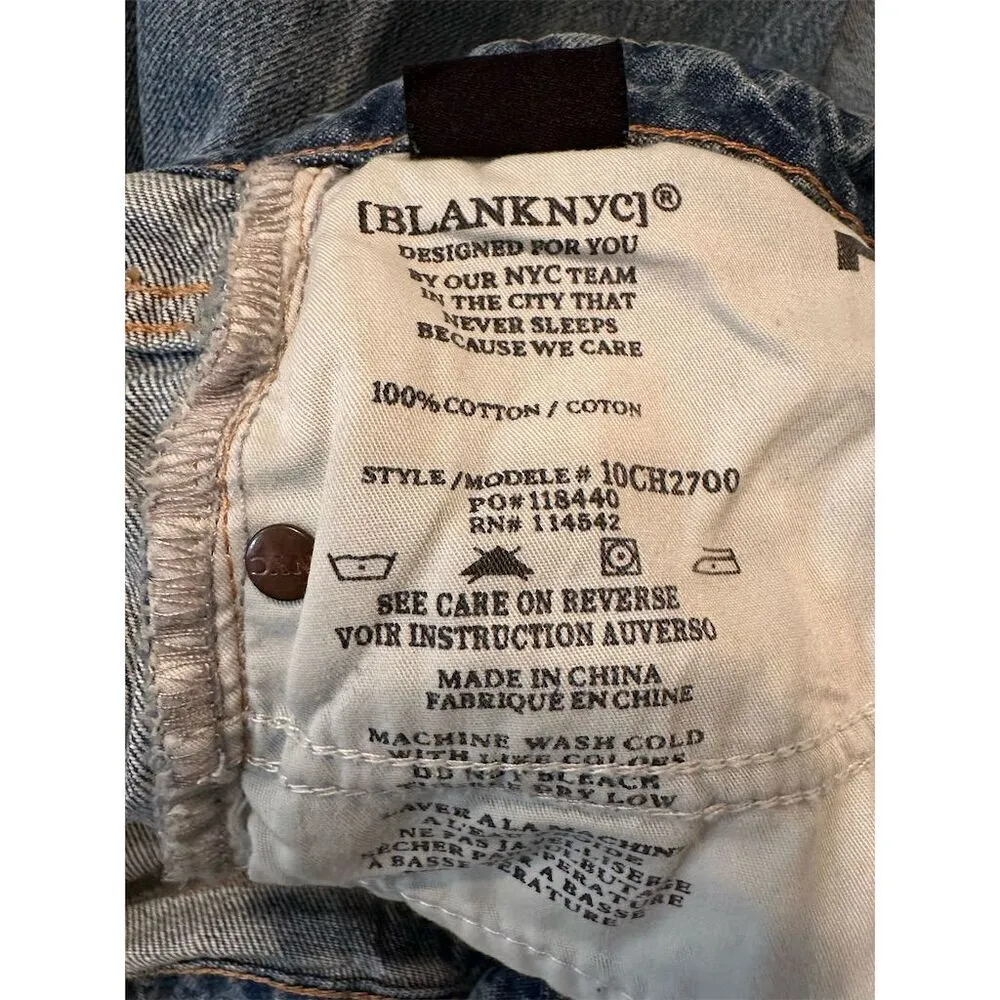 BLANKNYC Women's Distressed High-Rise Straight Leg Jeans Blue Size 28 The Baxter - Image 9