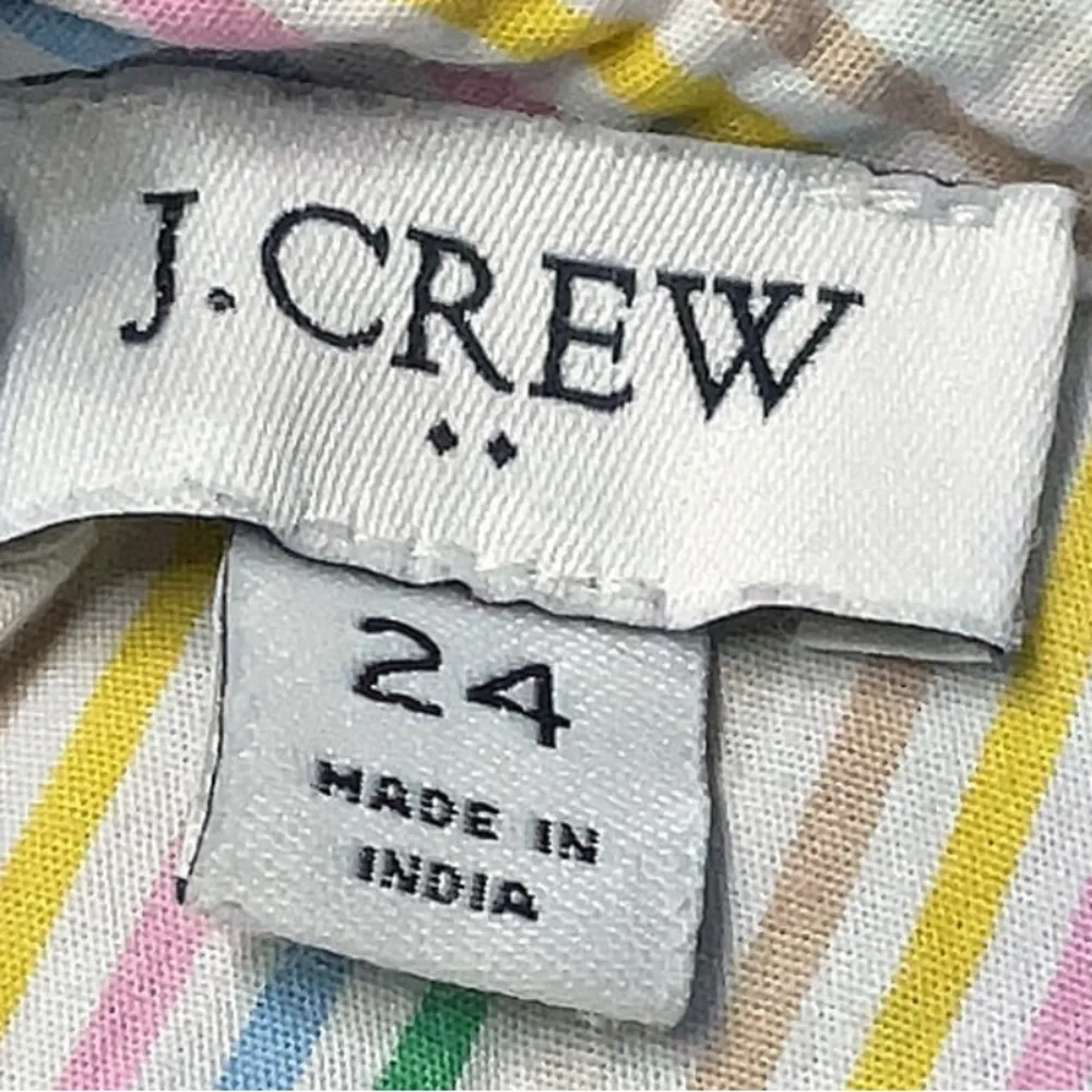 J. Crew Ruffleneck Shirred Top Cotton Poplin Striped Ruffle Sleeve Plus Size 24 - Image 5