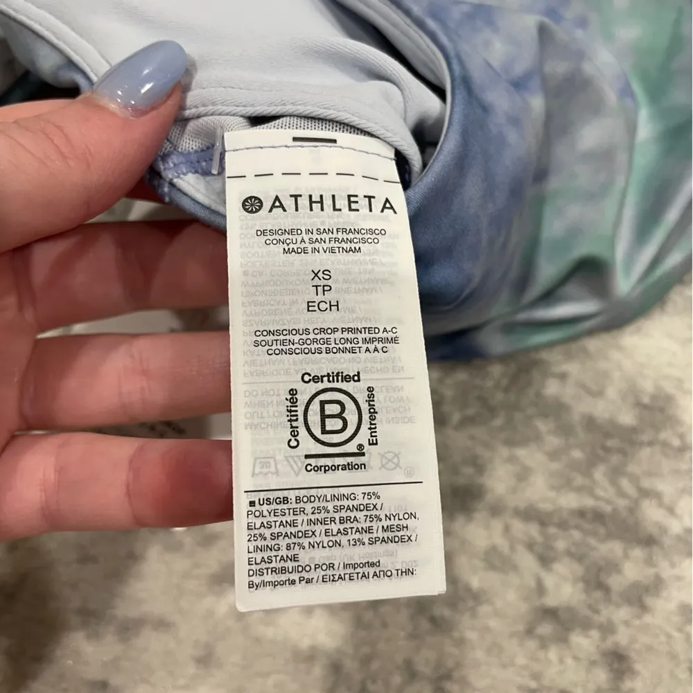 NWT Athleta Blue Tie Dye Conscious Crop Printed A - C - Image 13