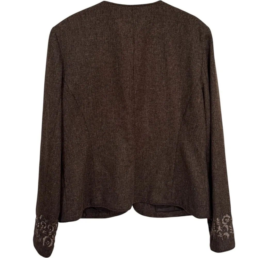 Vintage 1990’s Oscar De La Renta Embroidered Jacket Linen Blend Size 12 - Image 6