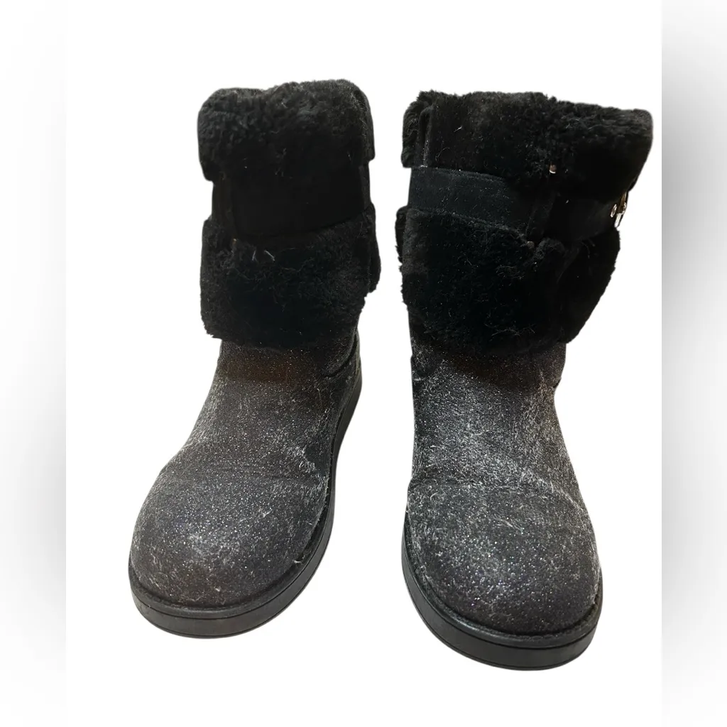 G BY Guess GBG Women 8M Aussie Cold Weather Boot Black Faux Suede Fur Trim - Image 3