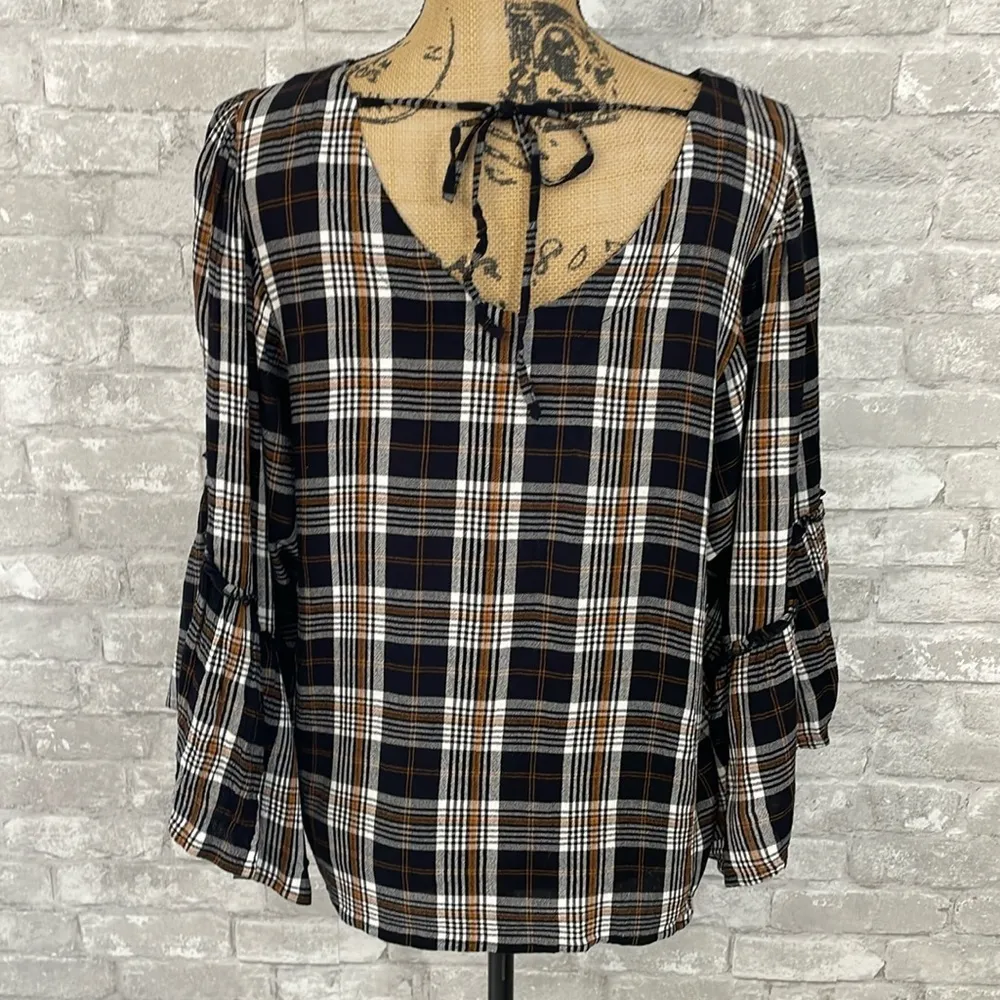 Maurices Plaid Kimono Sleeve Blouse - Image 4
