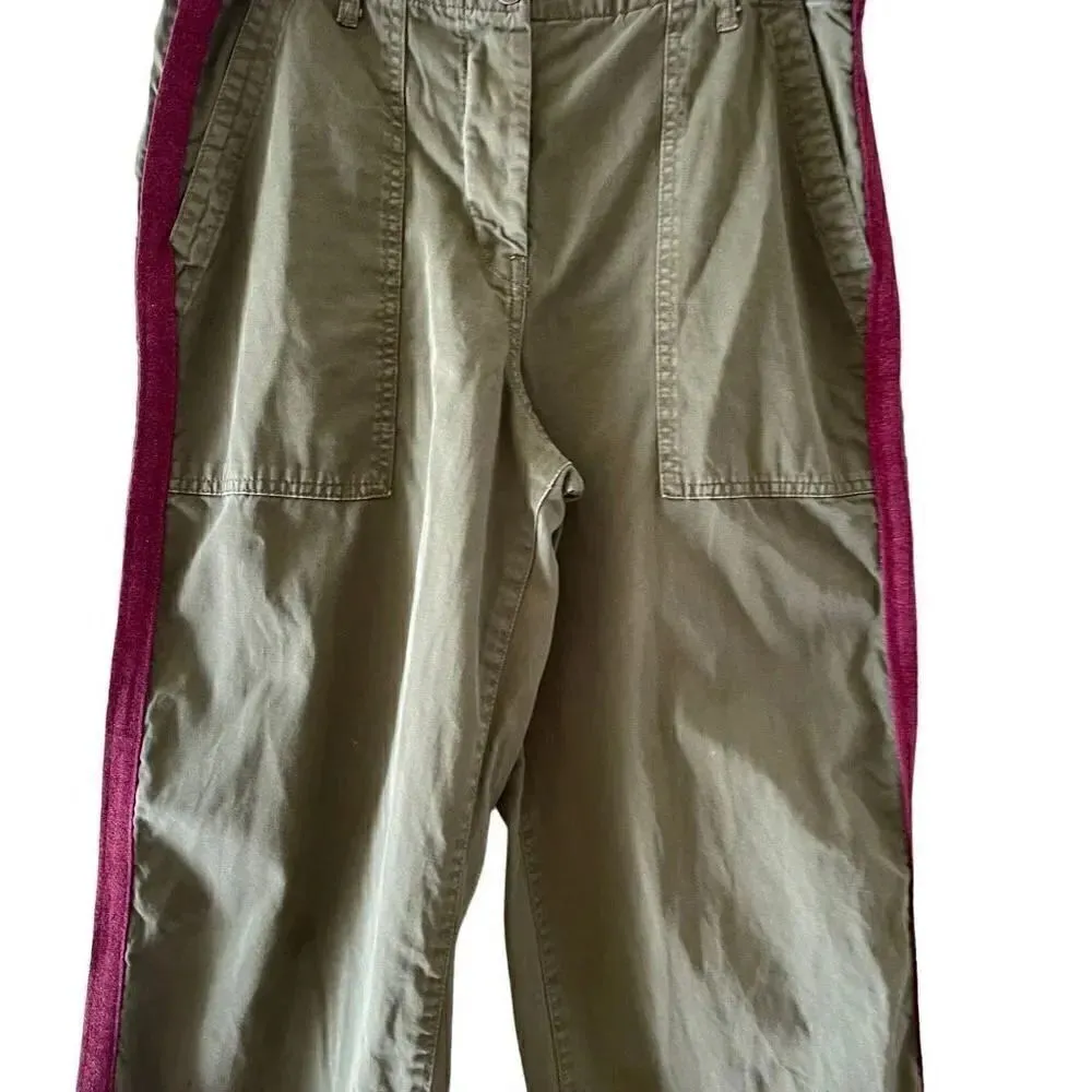 Zara Woman The Worker Straight Green / Red Y2K Wide Leg  10 # 1678 - Image 3