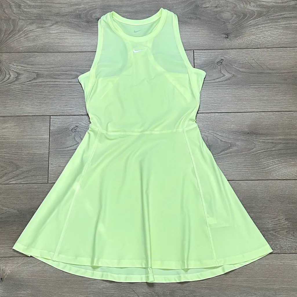 Nike Victory Summer Tennis Mini Dress Volt Lime Yellow Racerback Size XS - Image 4