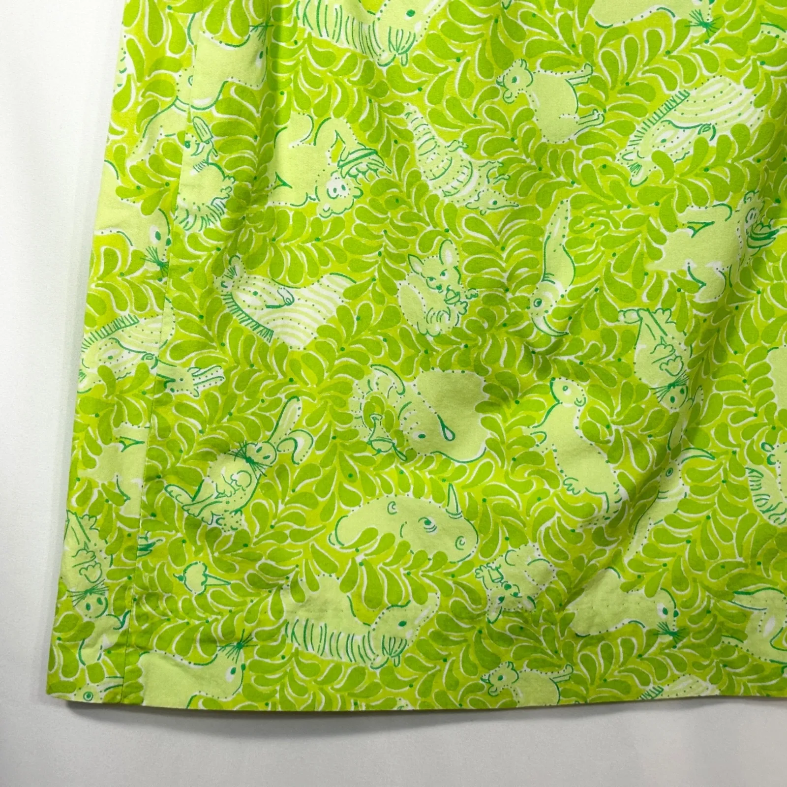 Lilly Pulitzer Size 4 Skirt VTG White‎ Label Green Animal Print Retro Cotton 464 - Image 6