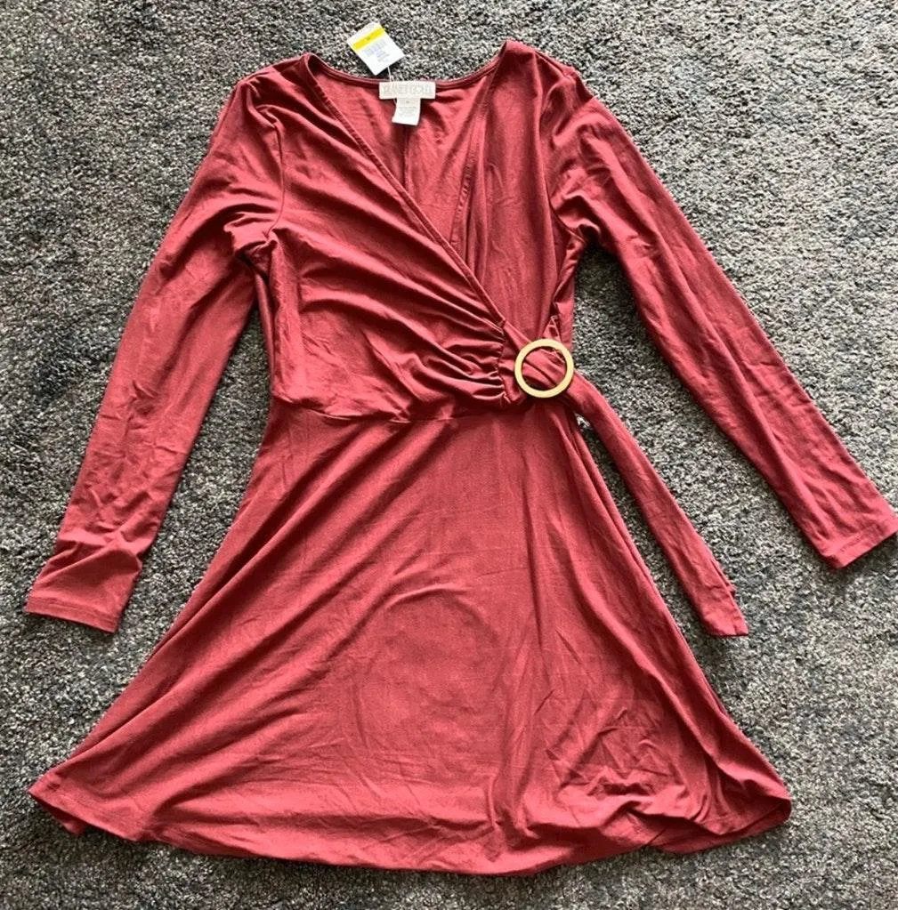 937  Planet Gold ring faux wrap dress - Image 3