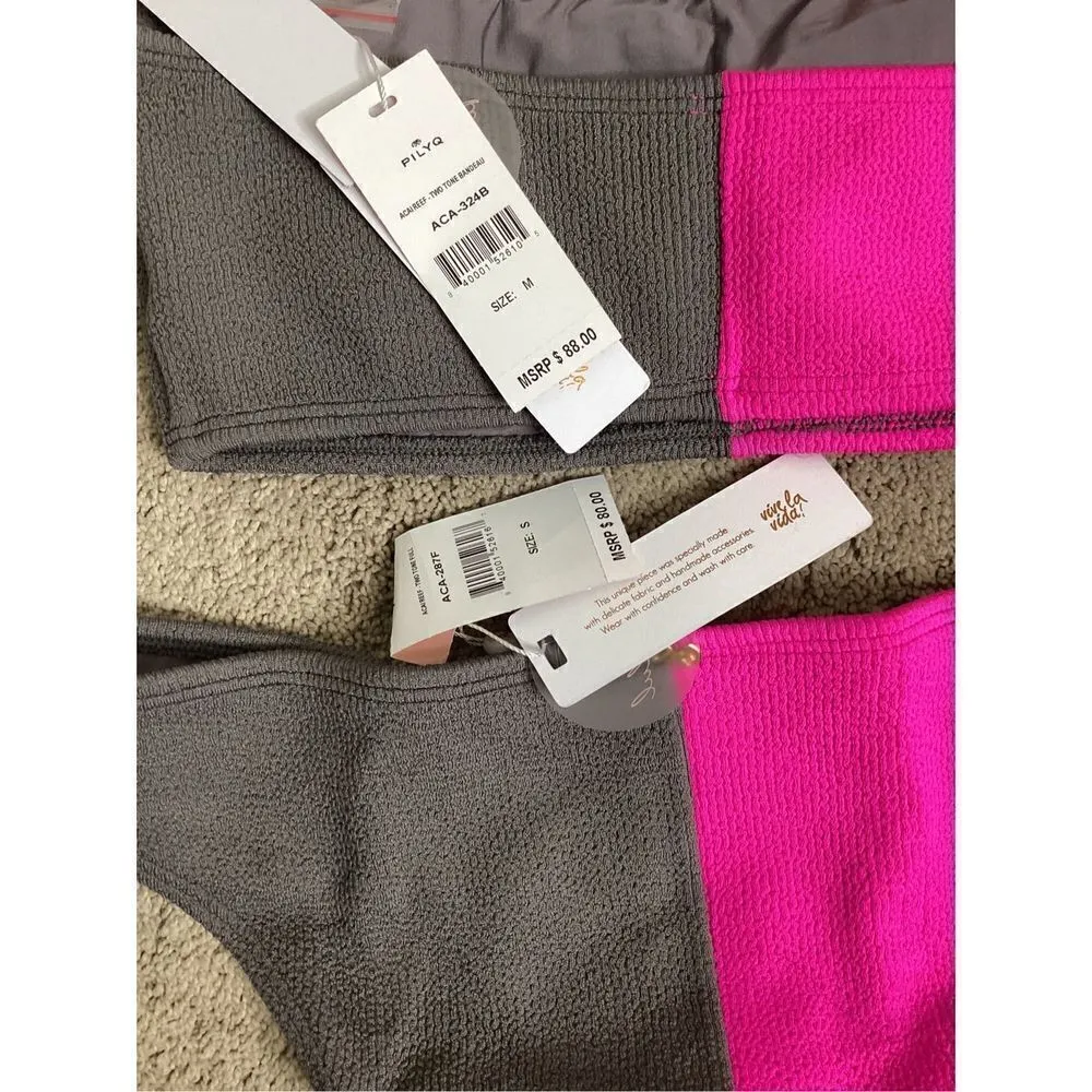 New. Pilyq pink and gray bikini set. M/S. Retails $178 - Image 7