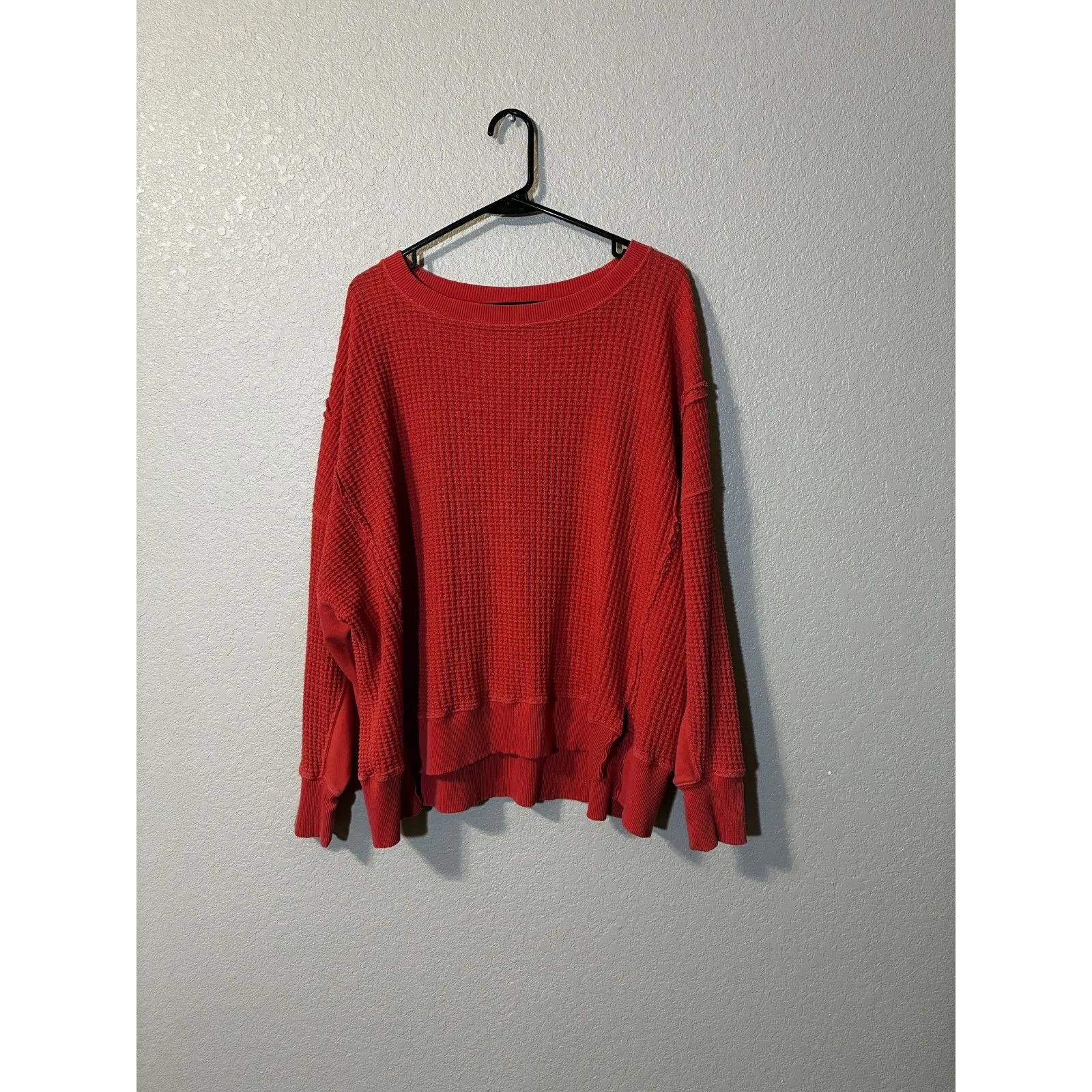 American Eagle Seriously Lived-In Waffle Knit Long Sleeve Top Oversized - Image 5