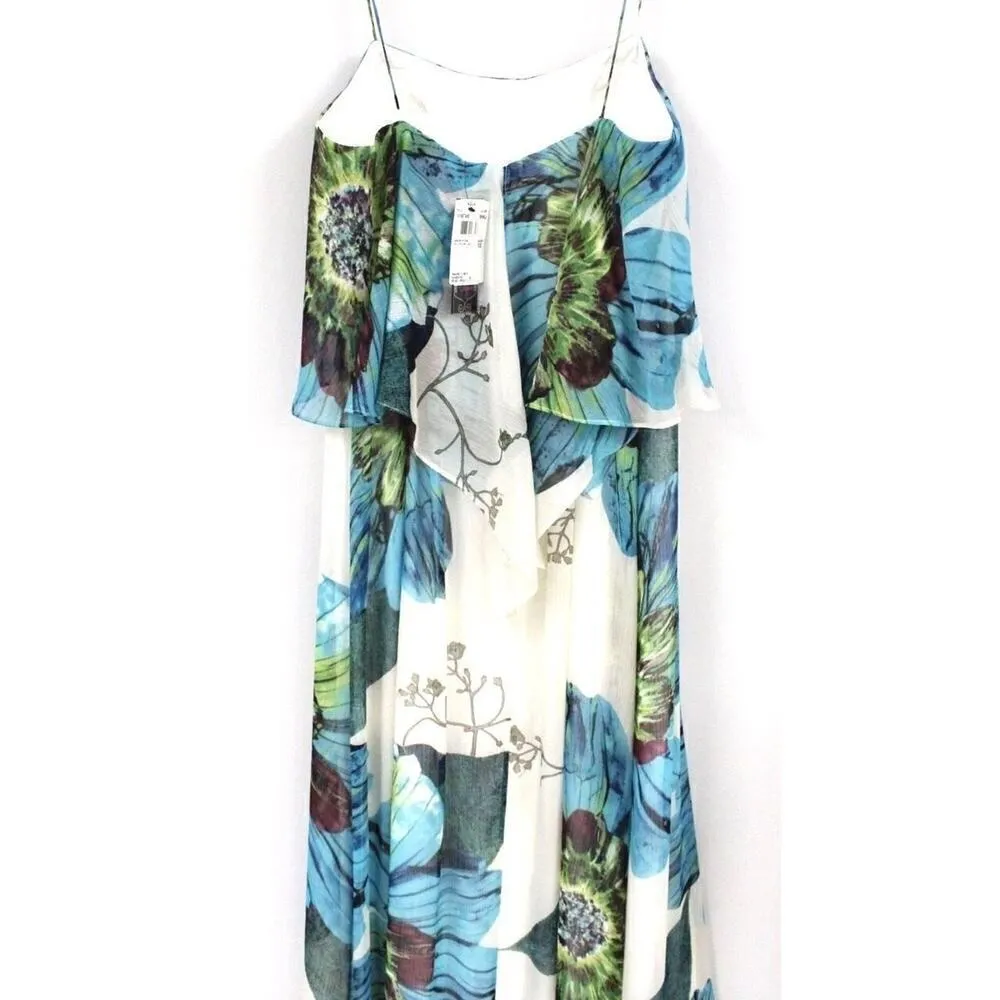Aqua Dresses Brand Maxi Sun Dress Sheer Chiffon Huge Floral Motif NWT Sz 12 - Image 3