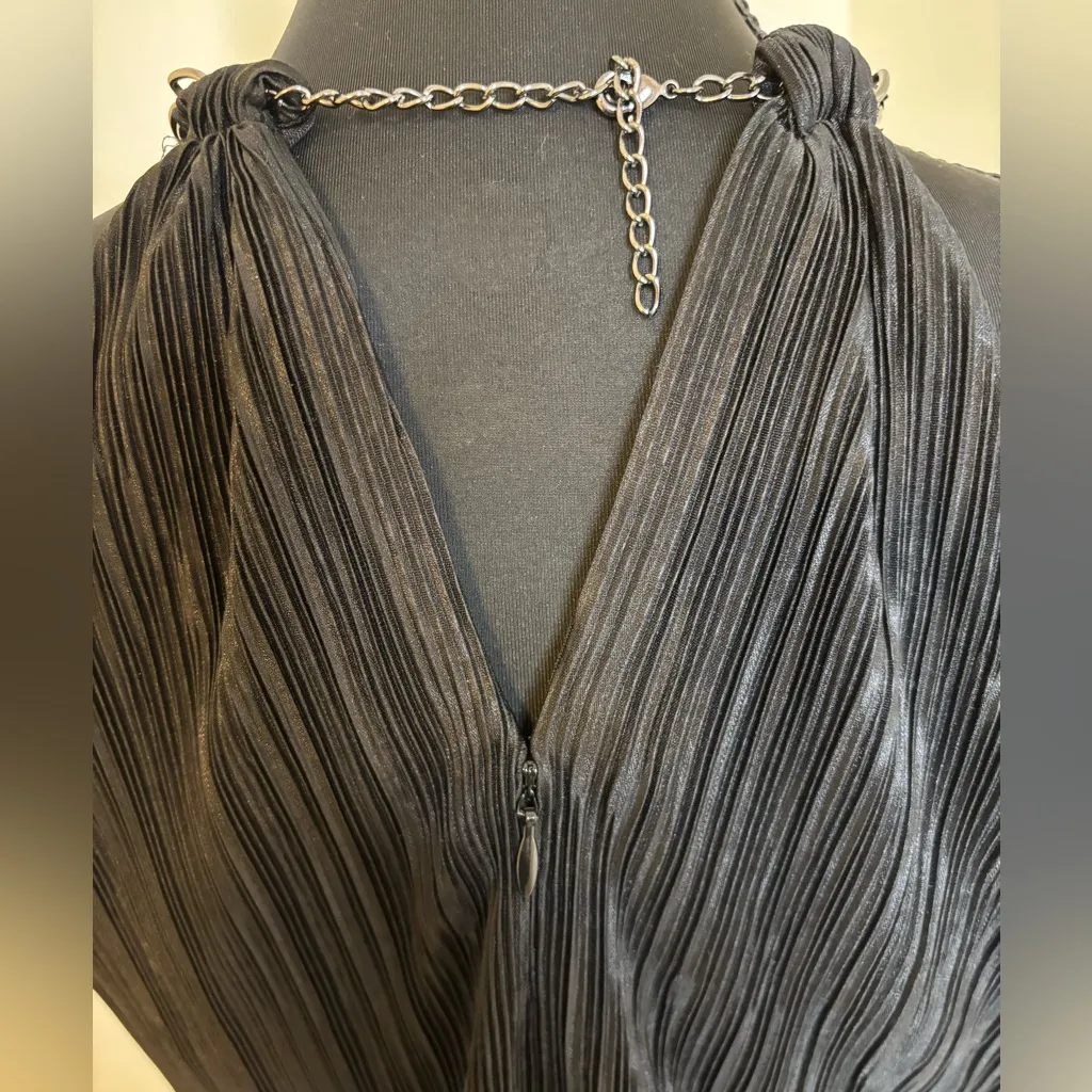 Laundry By Shelli Segal Black Pleated Midi Dress Size 4 - Image 6