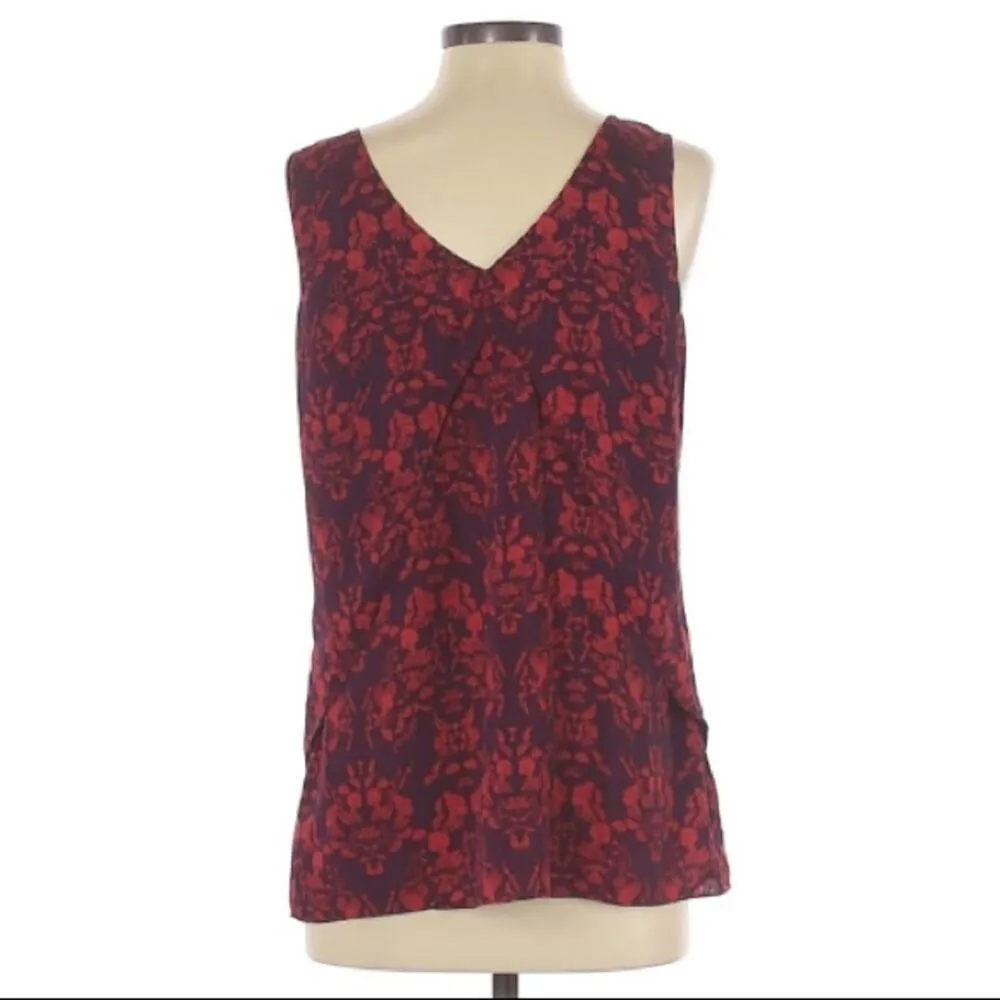 Cabi Purple & Red Floral Sleeveless Blouse Womens S Boho Preppy Office Girly - Image 2