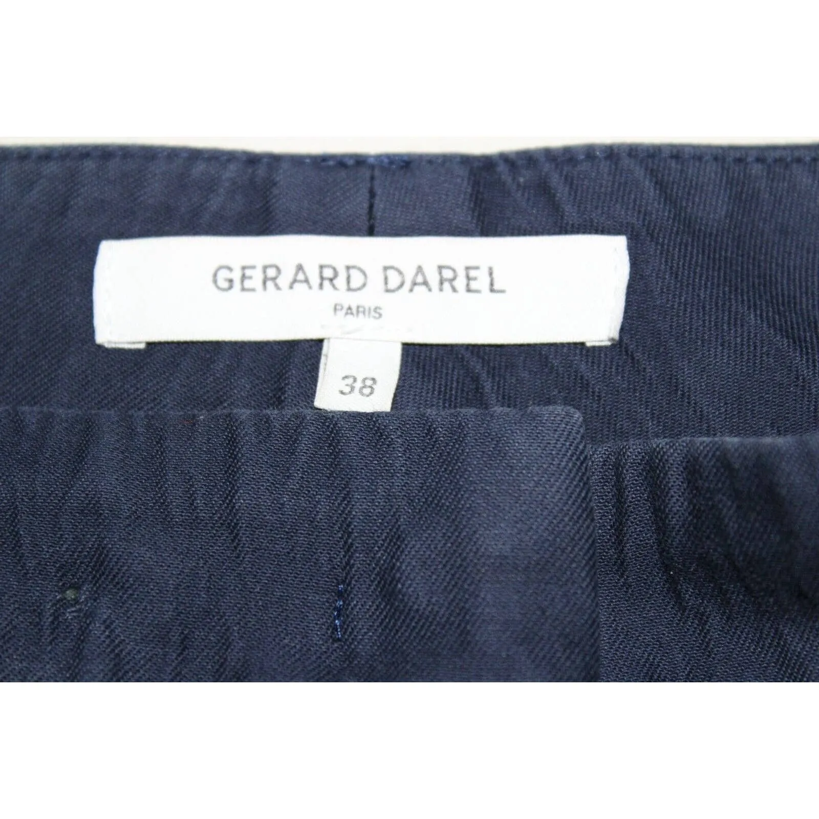 Gerard Darel Pants 6 38 Navy Blue Flat Front Straight Leg Chinos Cotton Pockets - Image 2