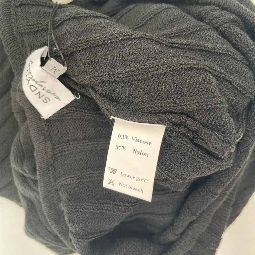 SNDYS Everyday Lounge x Revolve Baha Ribbed Knit Wide Leg Pants Black Medium NWT - Image 12