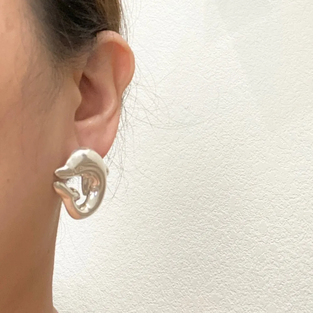 Vintage Sterling Silver Chunky Dolphin Earrings - Image 7
