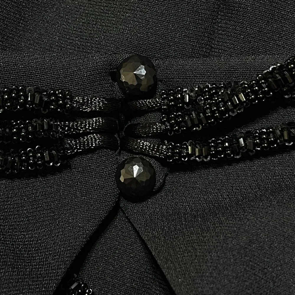 Liz Claiborne NIGHT Evening Gown Dress Maxi Black Beaded Neck Size 4 (READ) - Image 7