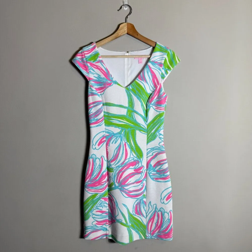 Lilly Pulitzer Ring the Bellboy Floral Shift Dress Women's Small Tulips Colorful - Image 3