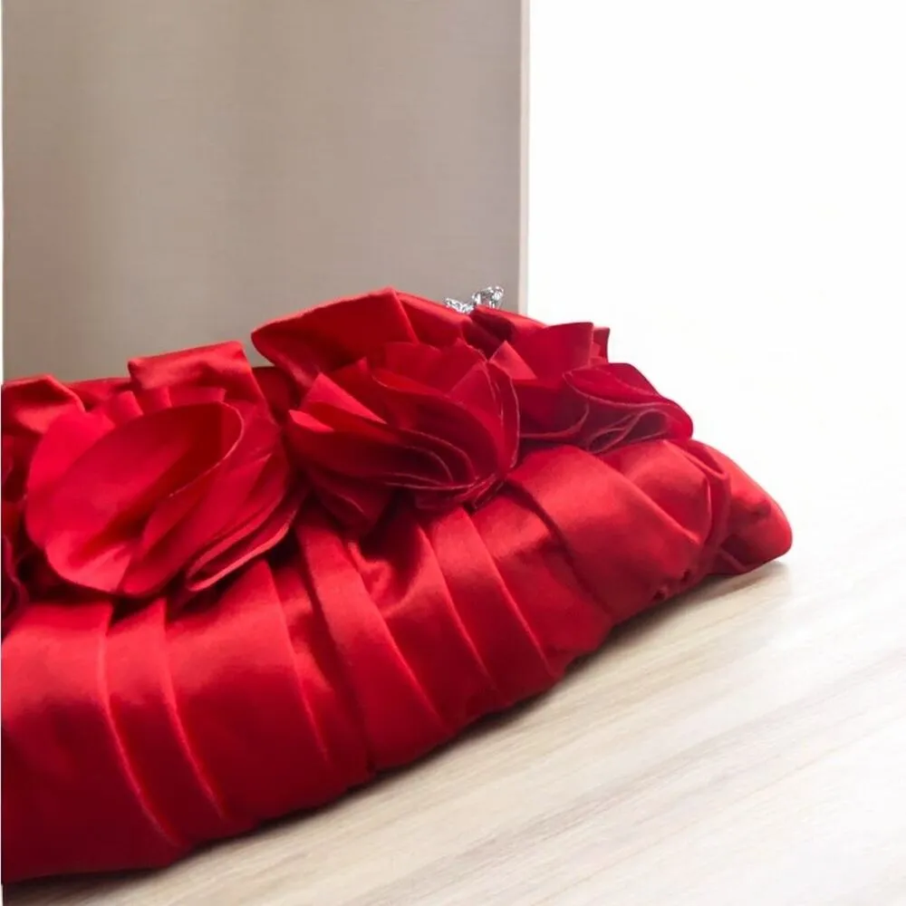 Lulu Townsend  Red Satin Evening Handbag Crossbody or Clutch NWT See Descript - Image 2