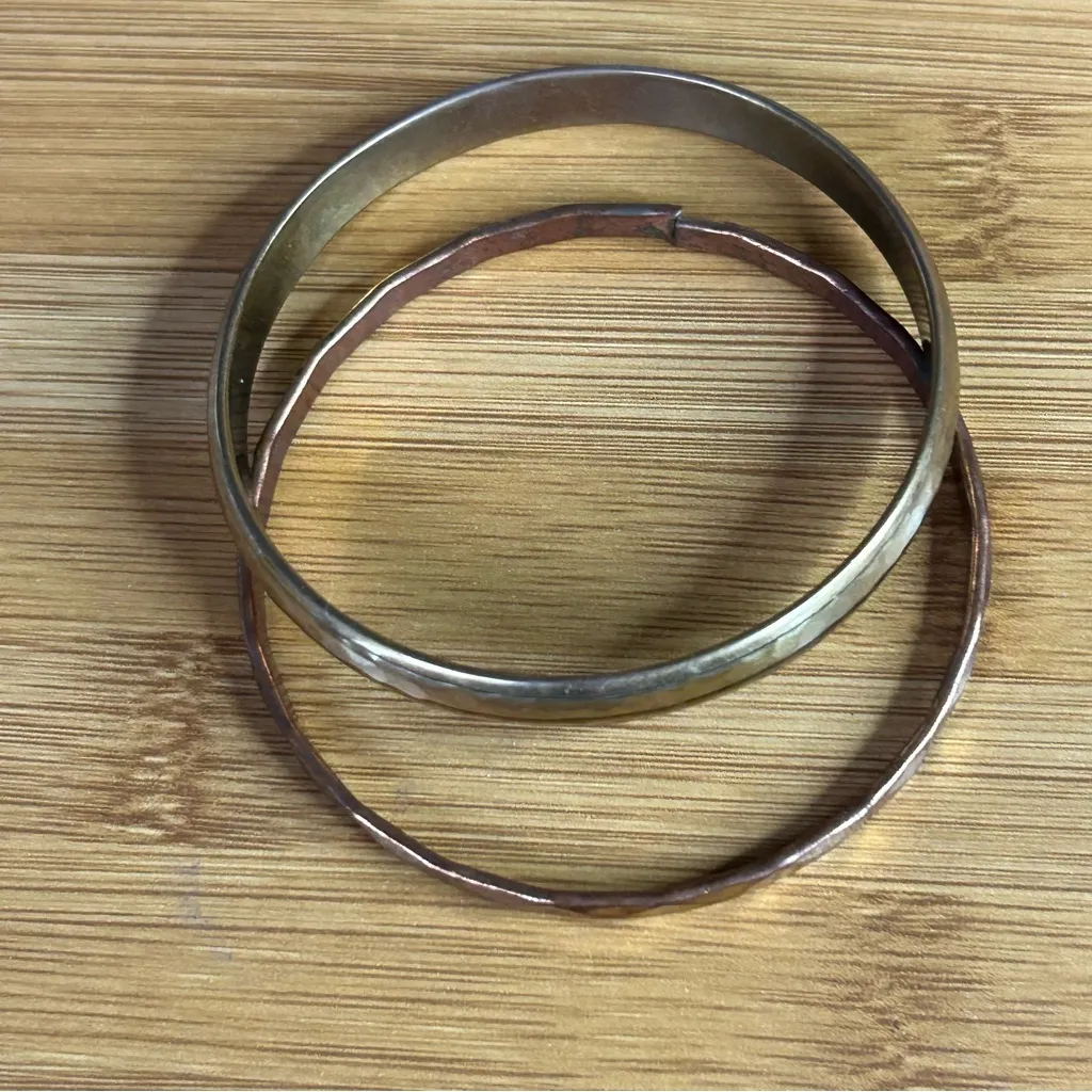 Elegant Gold and Copper Bangle Set - Image 3