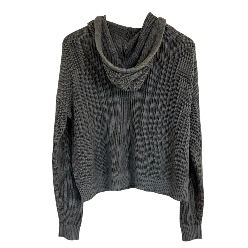 Aerie OFFLINE Oversized Hooded Ribbed Knit Sweater Smoked Gray Women’s Medium - Image 4