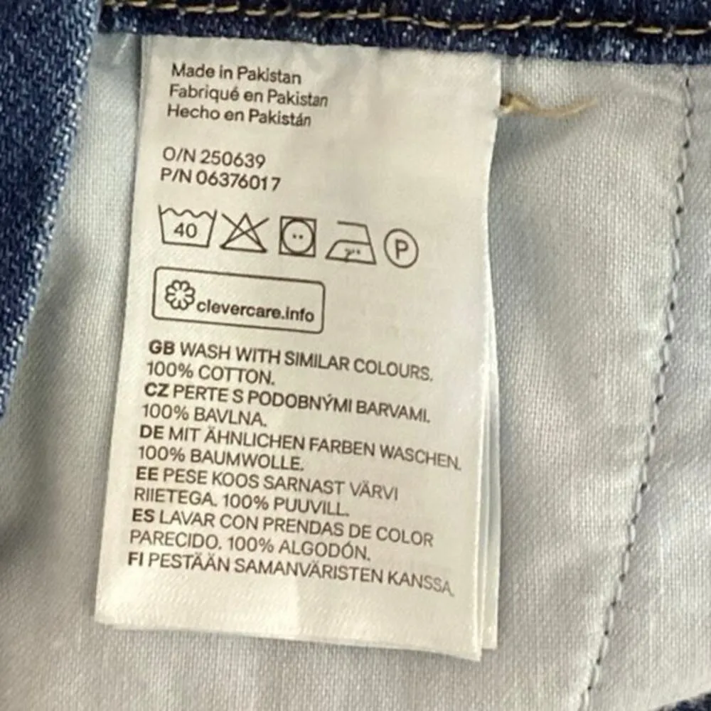 H&M Divided Straight Leg Distressed Adjustable Denim Bib Jumpsuit Overalls Sz 2 - Image 5