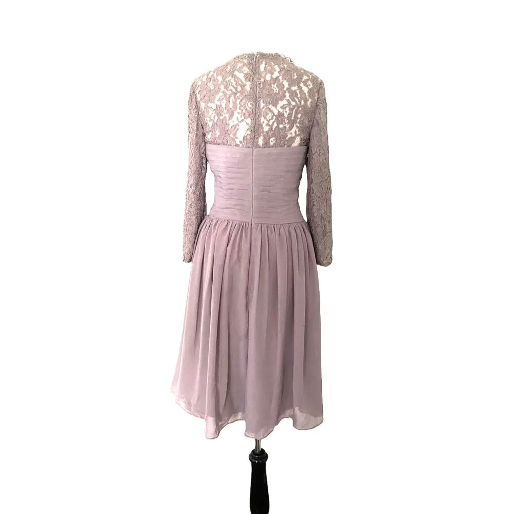 JJs House A Line Sweetheart Knee Length Lace Chiffon Cocktail Dress Ruffle Sz 8 - Image 3