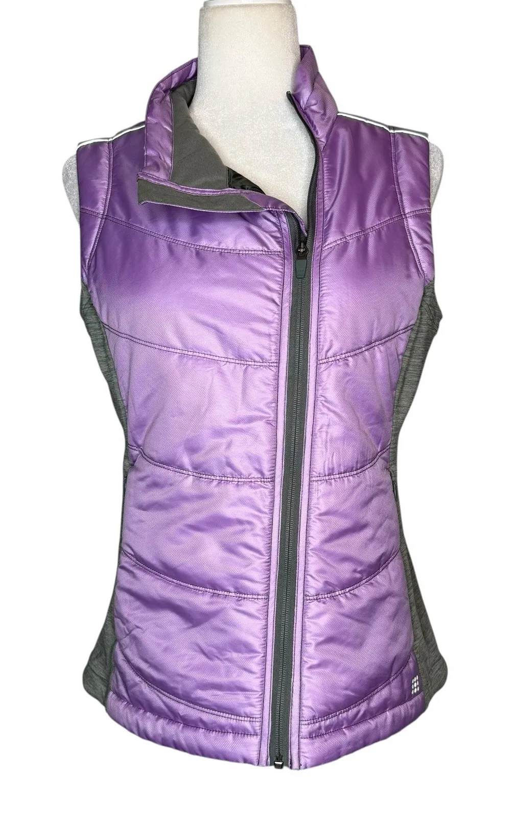 Title Nine Puffer Vest M Purple Gray Full Zip Quilted Packable Lightweight - Image 1