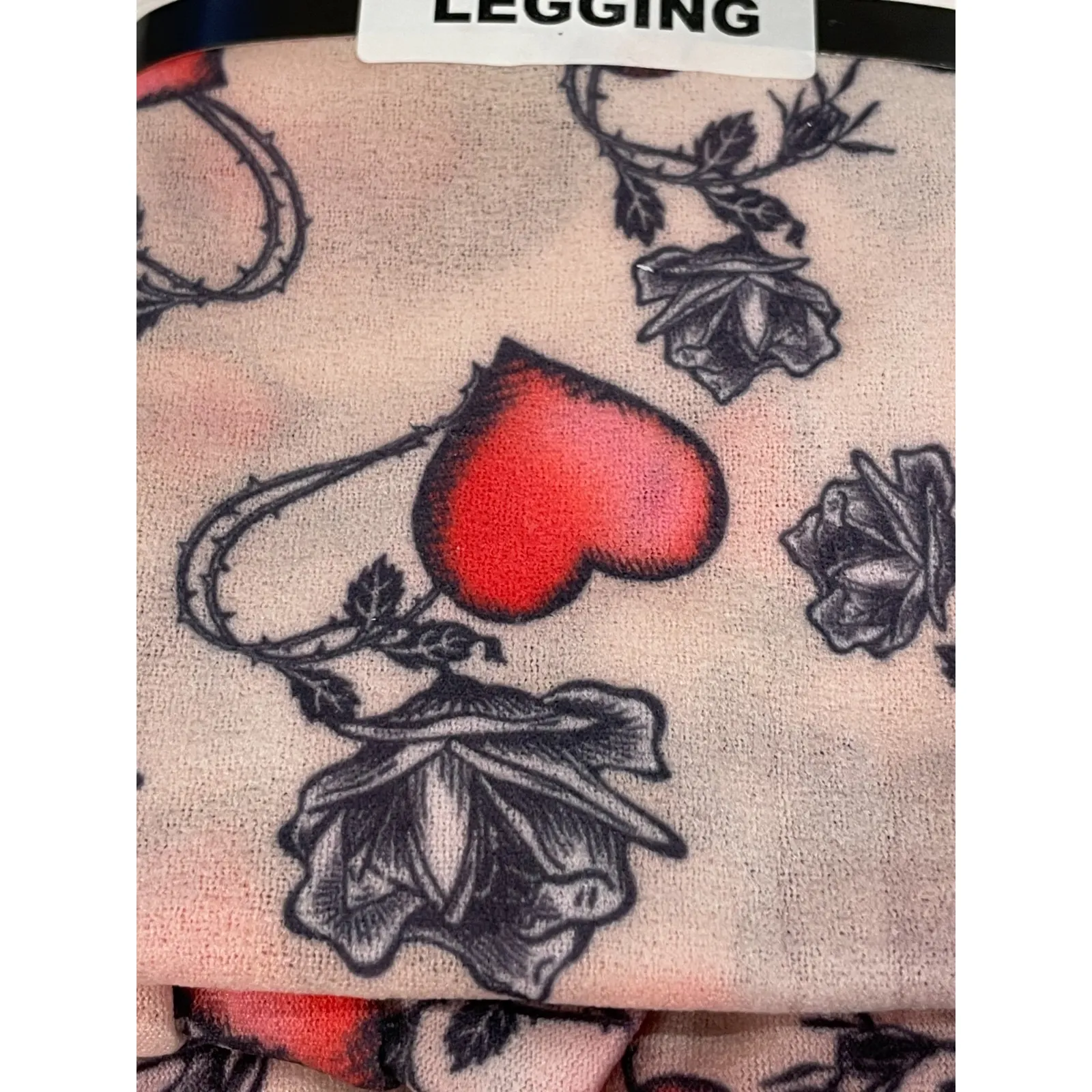 Vintage Celeste Stein Footless Leggings Women One Size Rose Heart Semi - Image 2