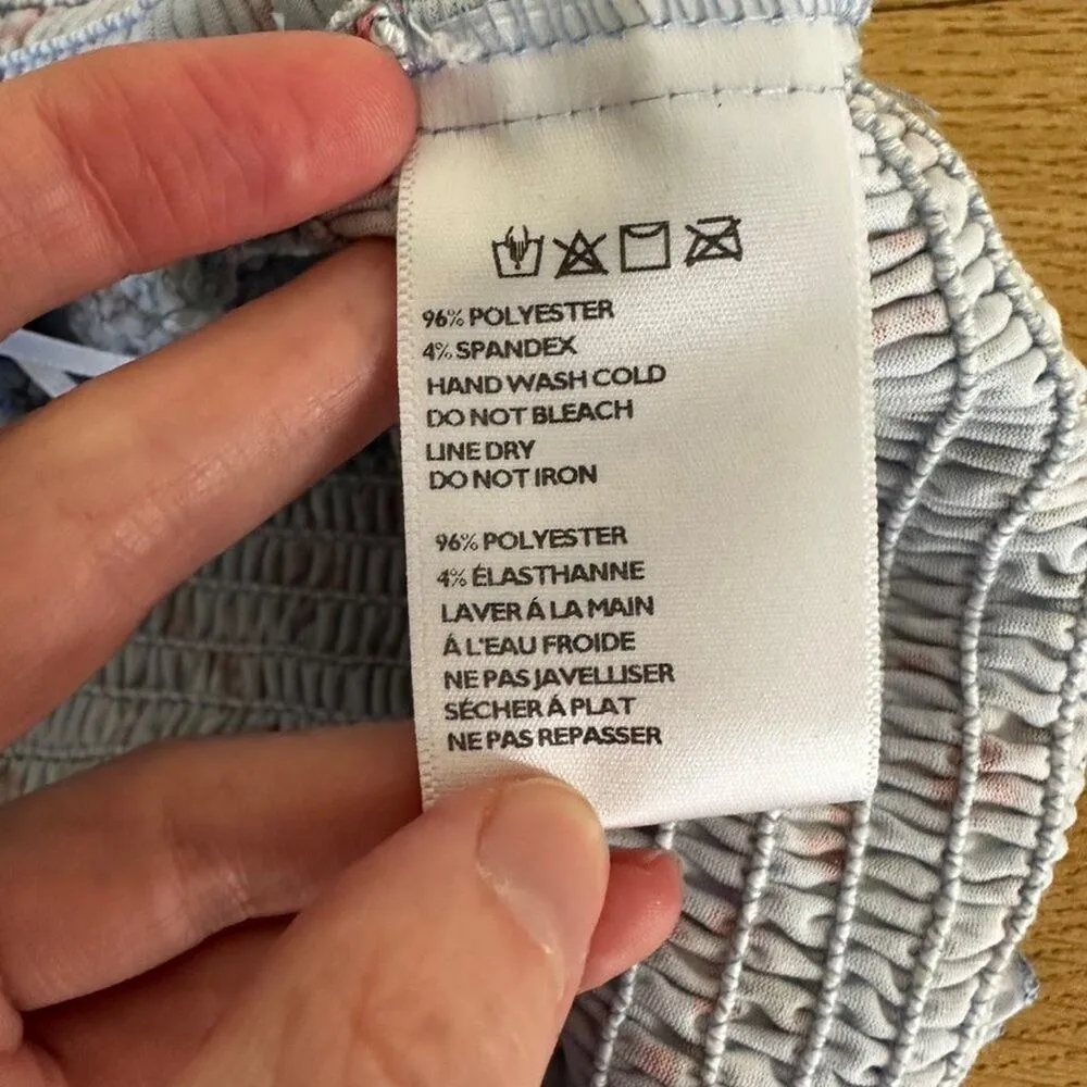 Urban Outfitters Shirred Halter Neck Crop Top in Blue Floral - Image 3