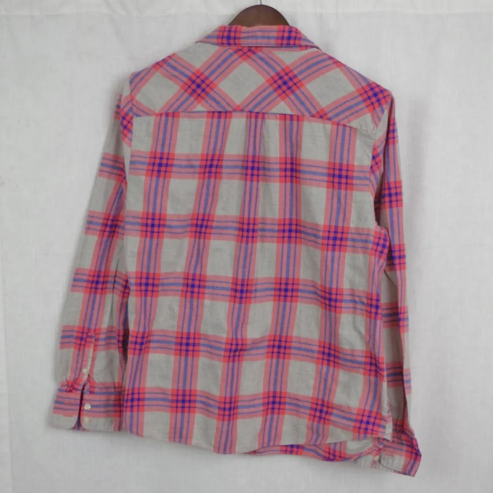 Ladies' J Crew Button Up Plaid Flannel "Boy Fit" Collared Shirt XL - Image 5