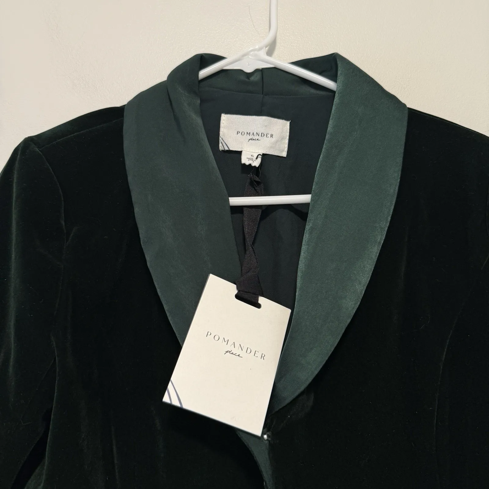 Pomander Place Tuckernuck NWT Green Velvet Stacie Button Front Dress 6 - Image 5