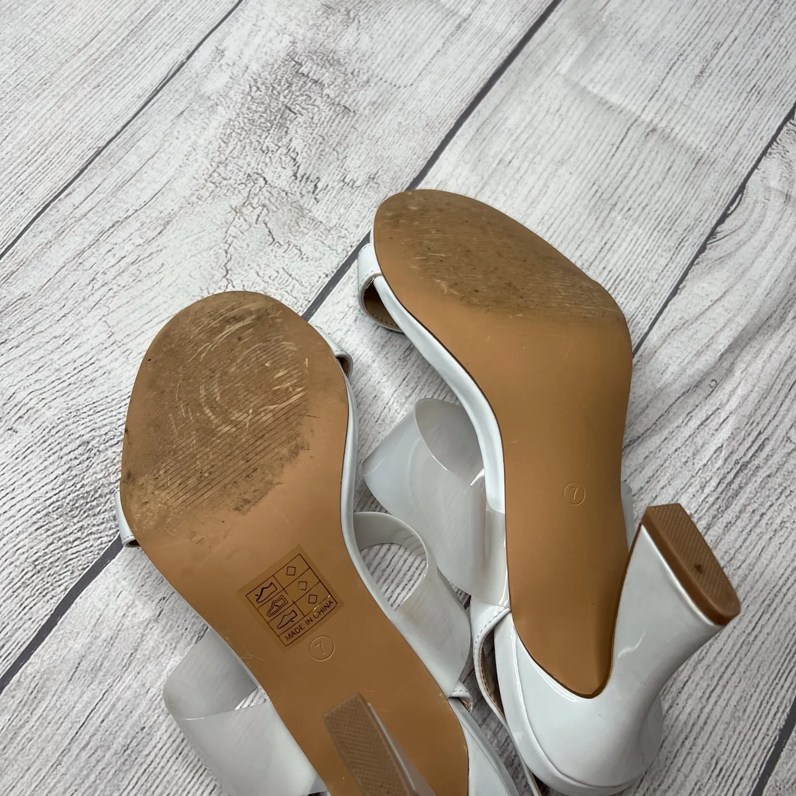 Dream Paris Heels White Slingback Open Toe Strappy Dress Sandals Shoes Size 7 - Image 8