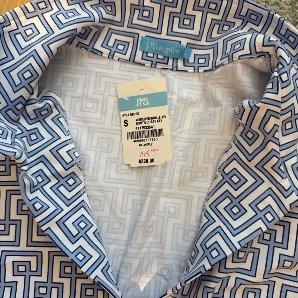 J. McLaughlin  Blue and White Geometric Dress - Image 5