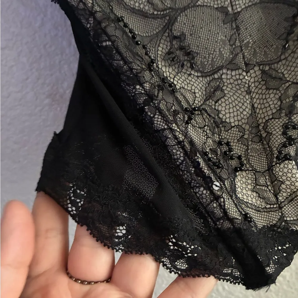 H&M Beaded Black Lace Bustier Bra Corset Top 6 - Image 4