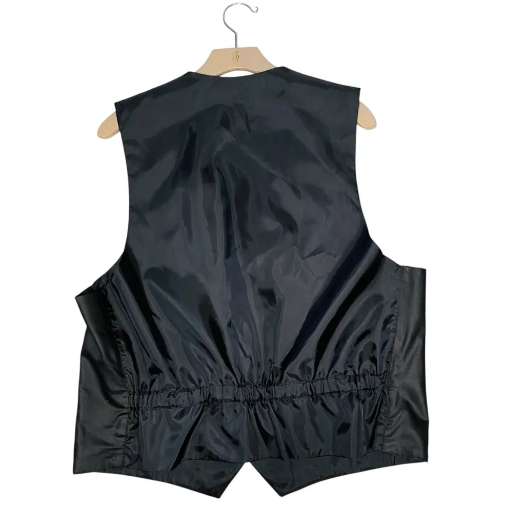 VINTAGE 90s SANTANA Sparkly Gold Christmas Plaid Vest Black Size L - Image 4