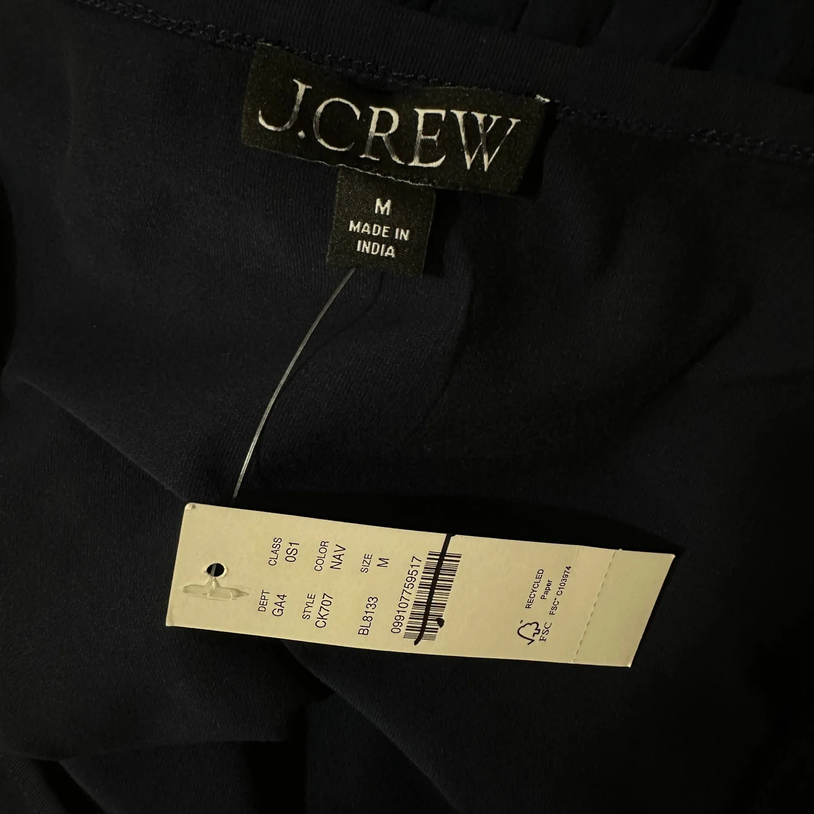 J.Crew Pintuck Mixy Dress Stretch Cotton Midi A line Minimalist Navy Medium NWT - Image 6