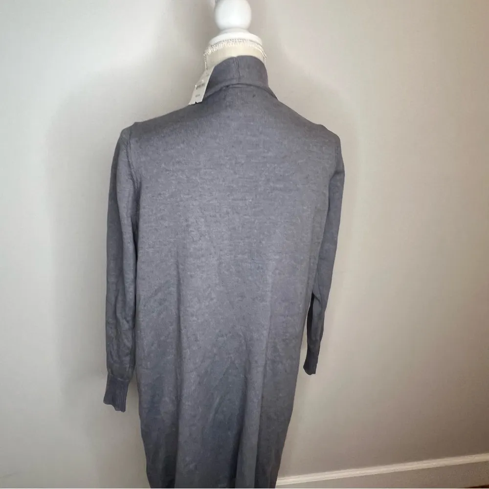 CENY Knee Length Shaw Collar Women's Open Cardigan Size Medium Gray - Image 5