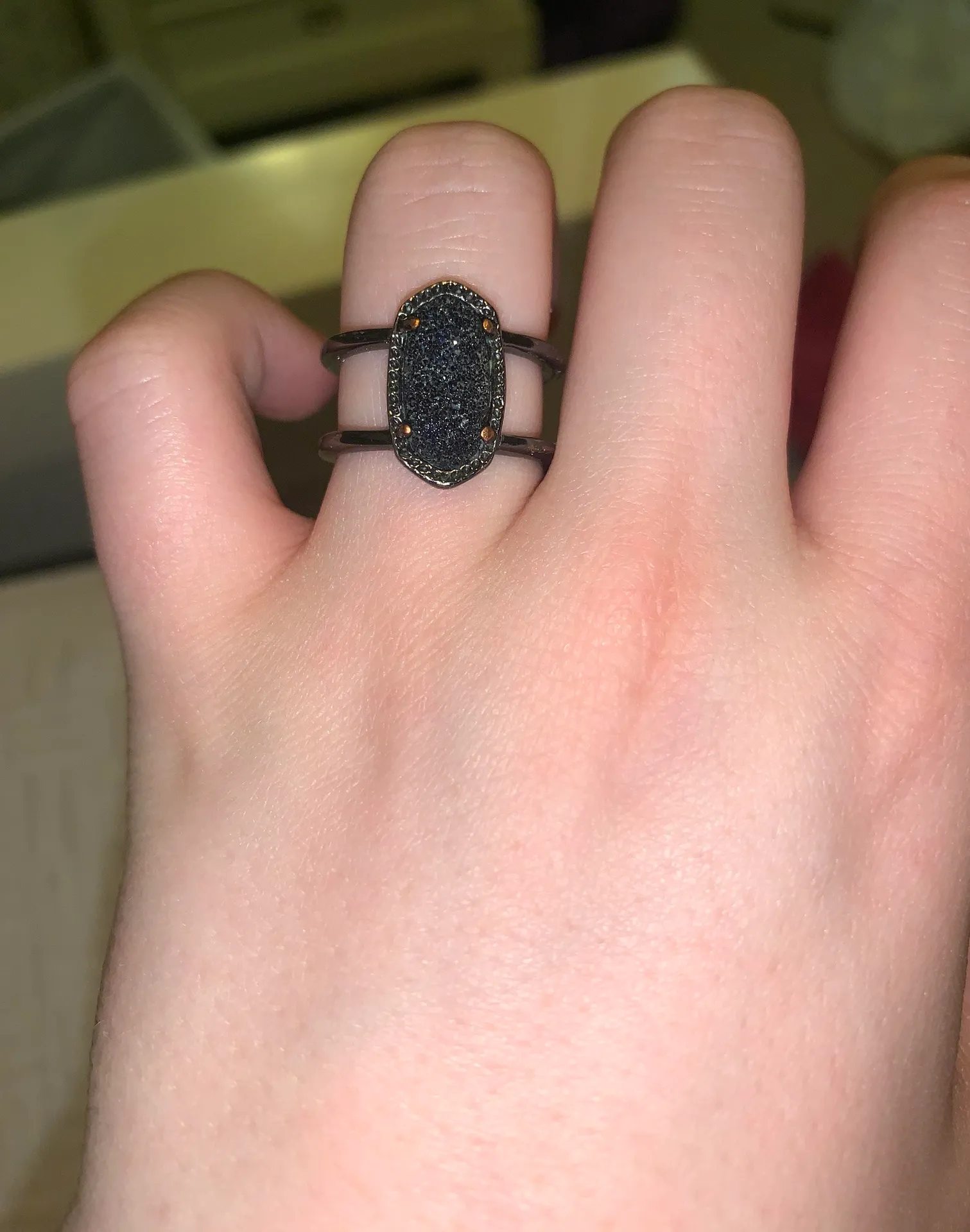 Kendra Scott Elyse gunmetal ring in black drusy - Image 3