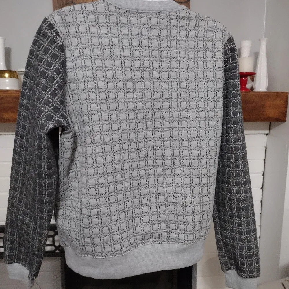 THML Anthropologie Gray Textured bomber Cardigan Jacket - Image 2