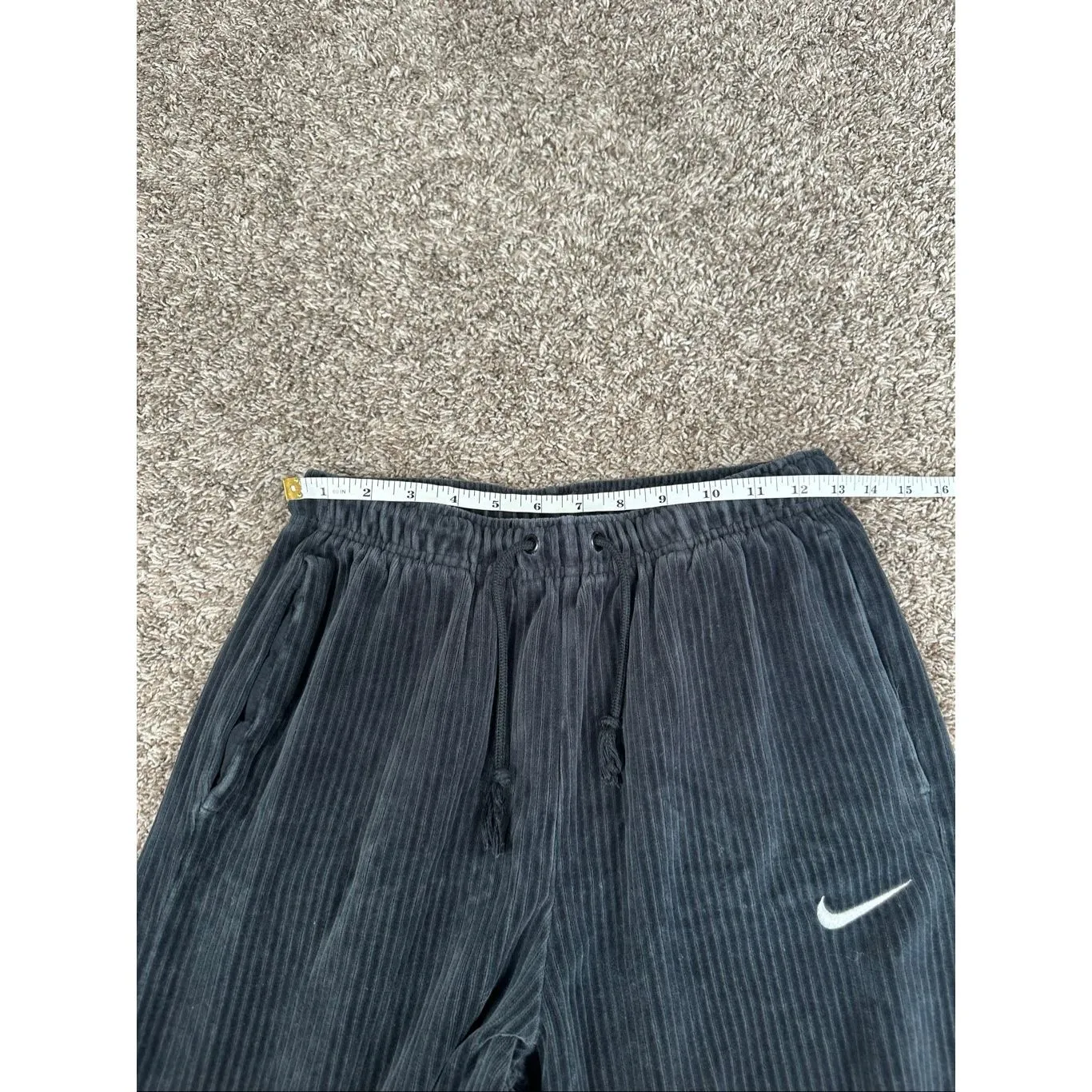 Nike Sportswear Velour Wide-Leg Pants Sweatpants Pull on Ribbed Black Women’s S - Image 7