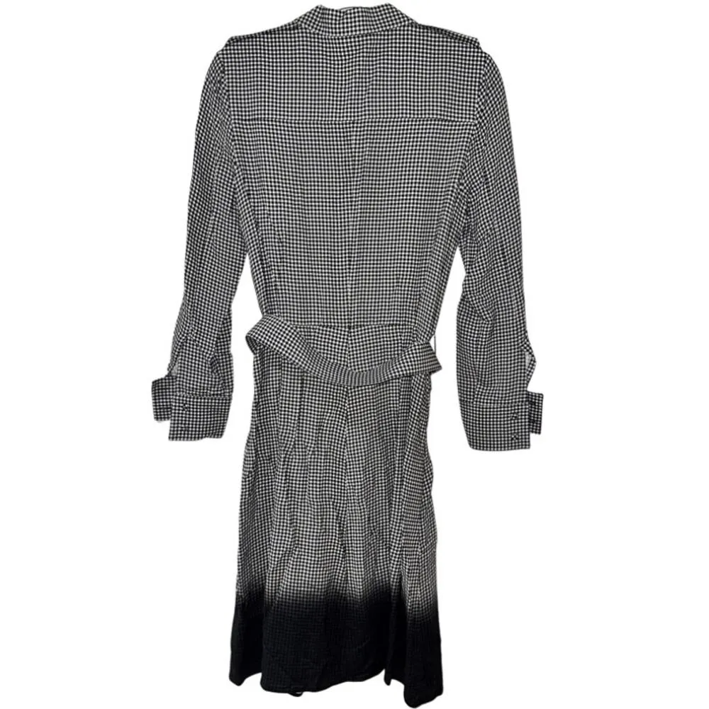 Piazza Sempione Gray Black White Checkered Button-Down Dress with Belt Size 6 - Image 5