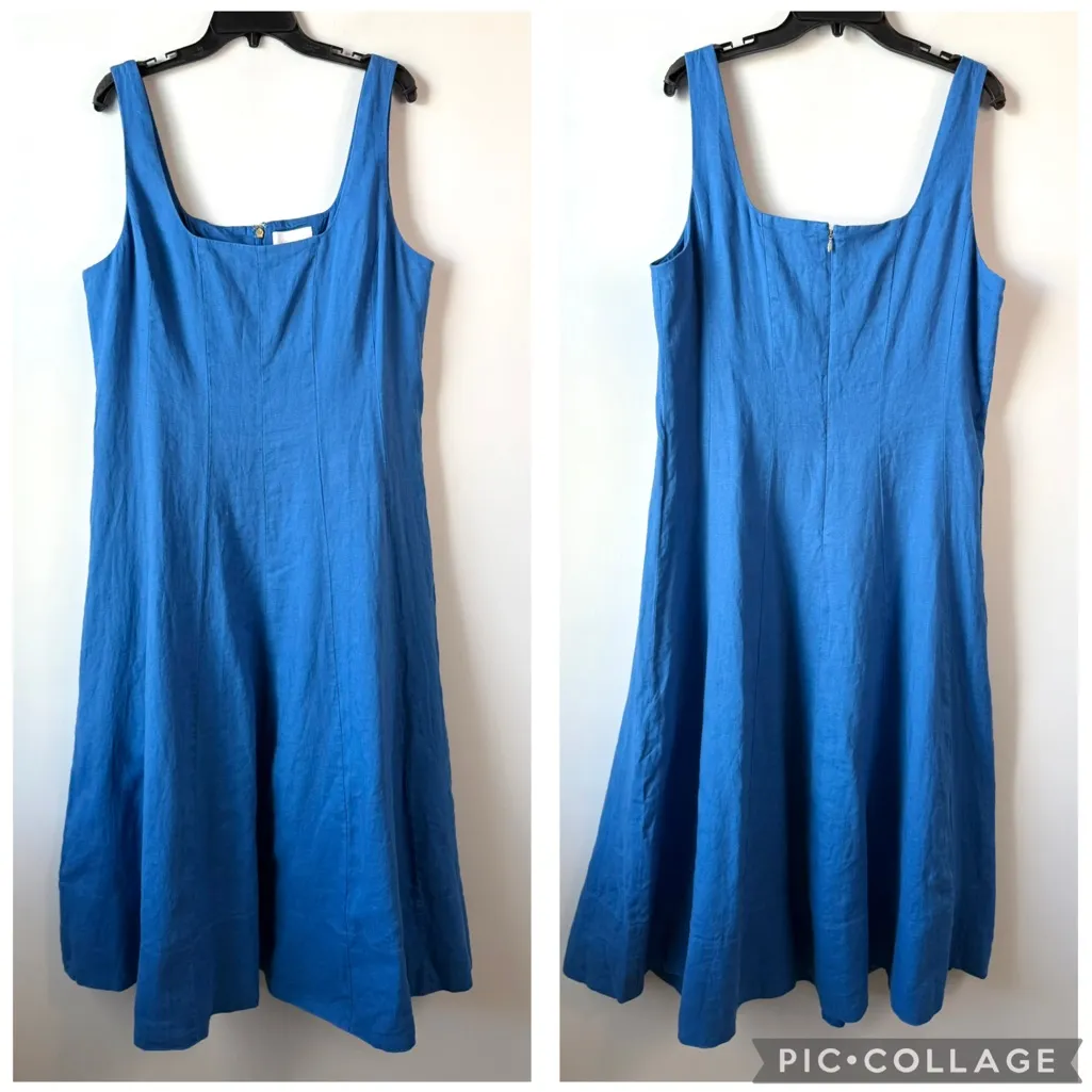 Lilly Pulitzer Calina Linen‎ Midi Dress Burton Blue 16 - Image 5