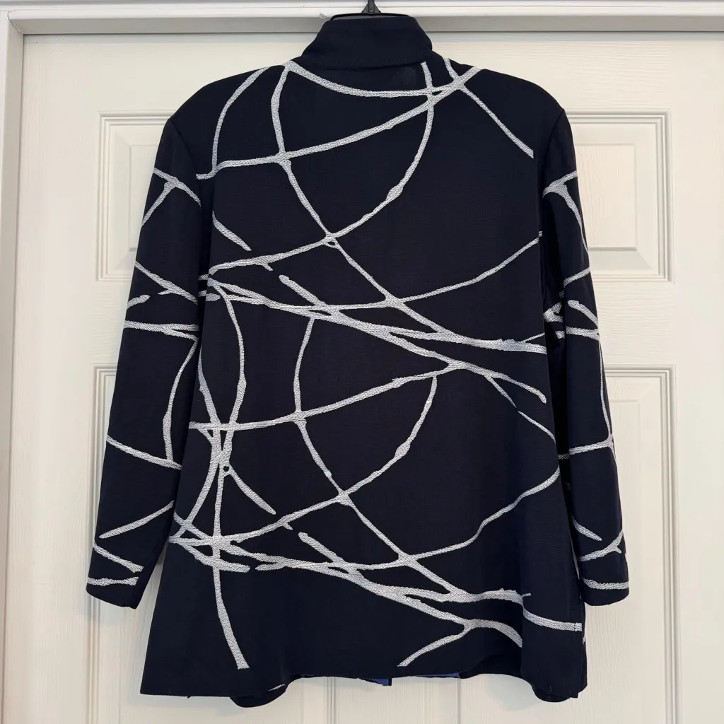 Ming Wang Navy Blue White Blazer Jacket Sweater Cardigan XL - Image 2