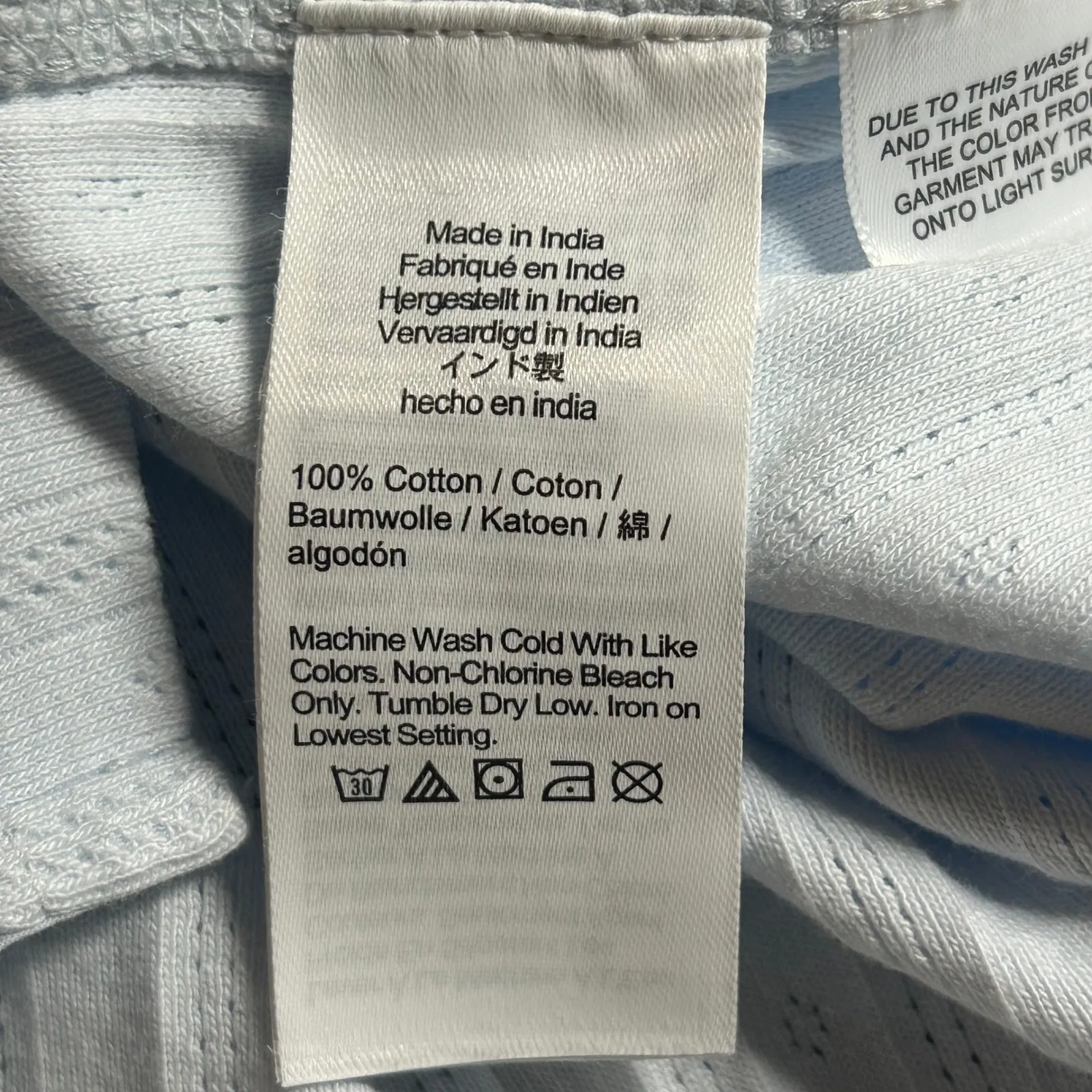 Madewell Ribbed Eyelet Polo Shirt Baby Blue Long Sleeve Button Up Cotton Size S - Image 8