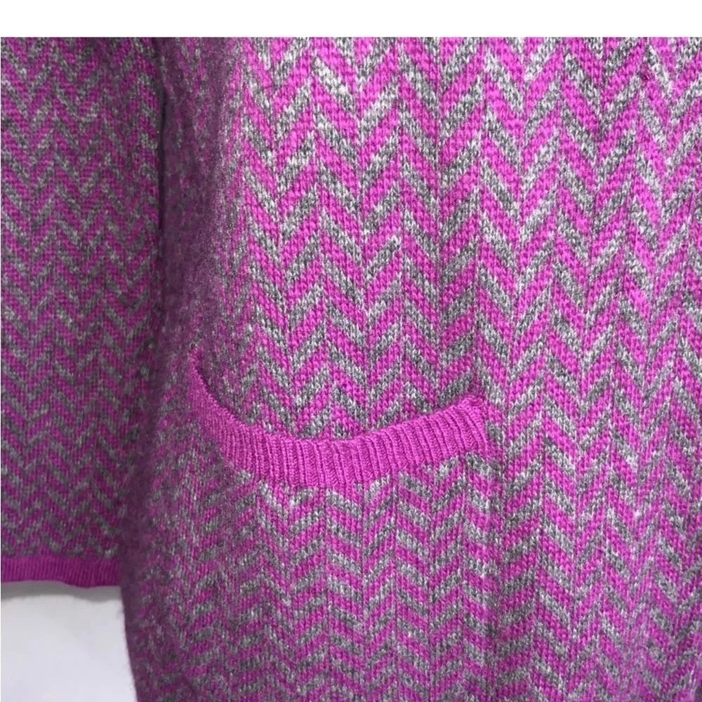 Talbots Purple Chevron Open Front Angora Lambs Wool Cashmere Cardigan Sweater S - Image 7