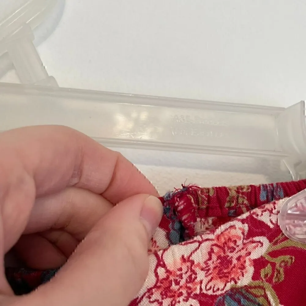 ANGIE Split Neck Top Red Pink Floral Off the Shoulder Short Sleeve Boho Crop Top - Image 8