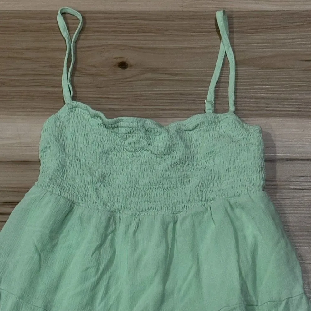 LA Hearts Smocked Tiered Babydoll Dress Green Women’s Small - Image 3
