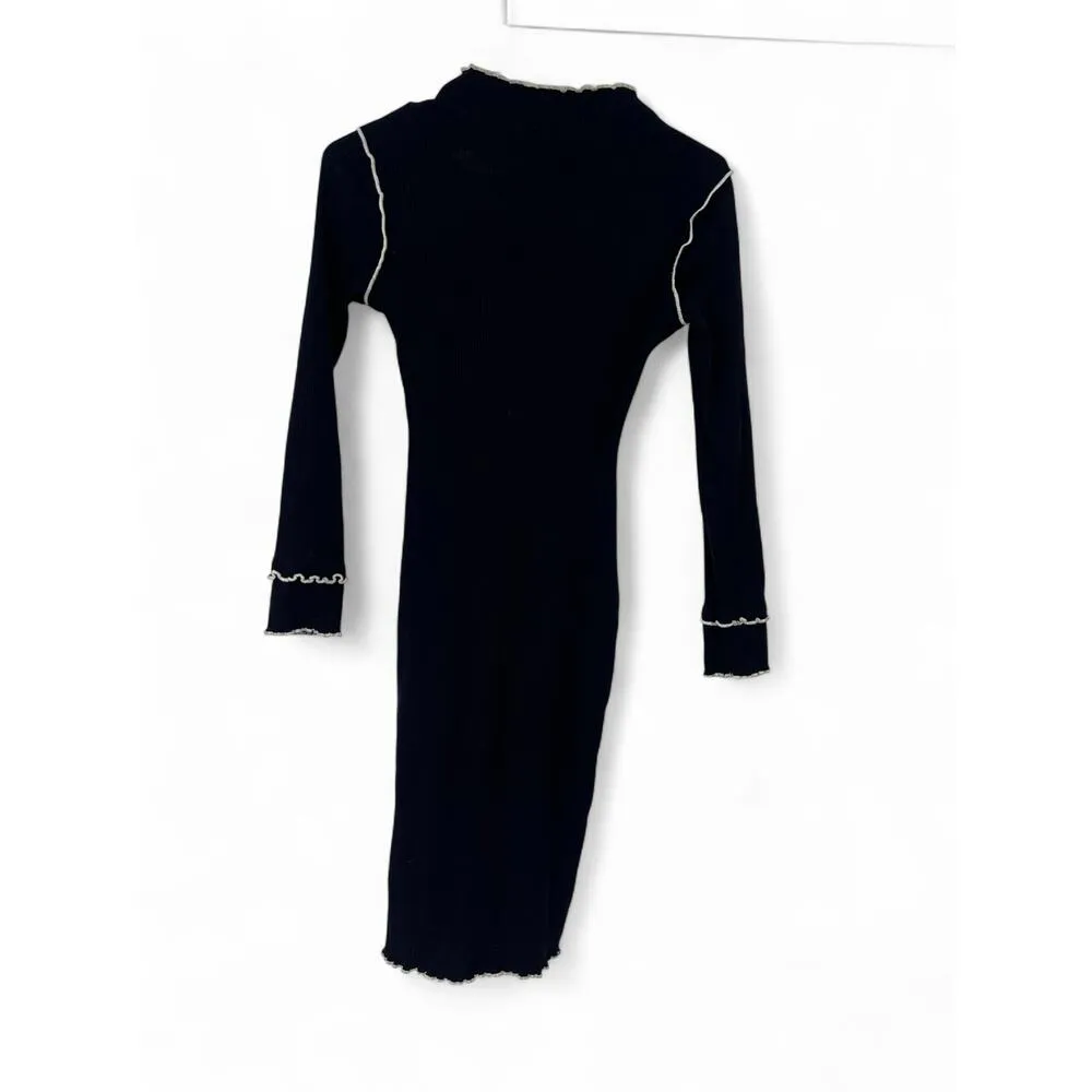 Nordstrom TOPSHOP 2 / S Knit Ribbed Dress Midi Body Con Stretch Long Sleeve - Image 4