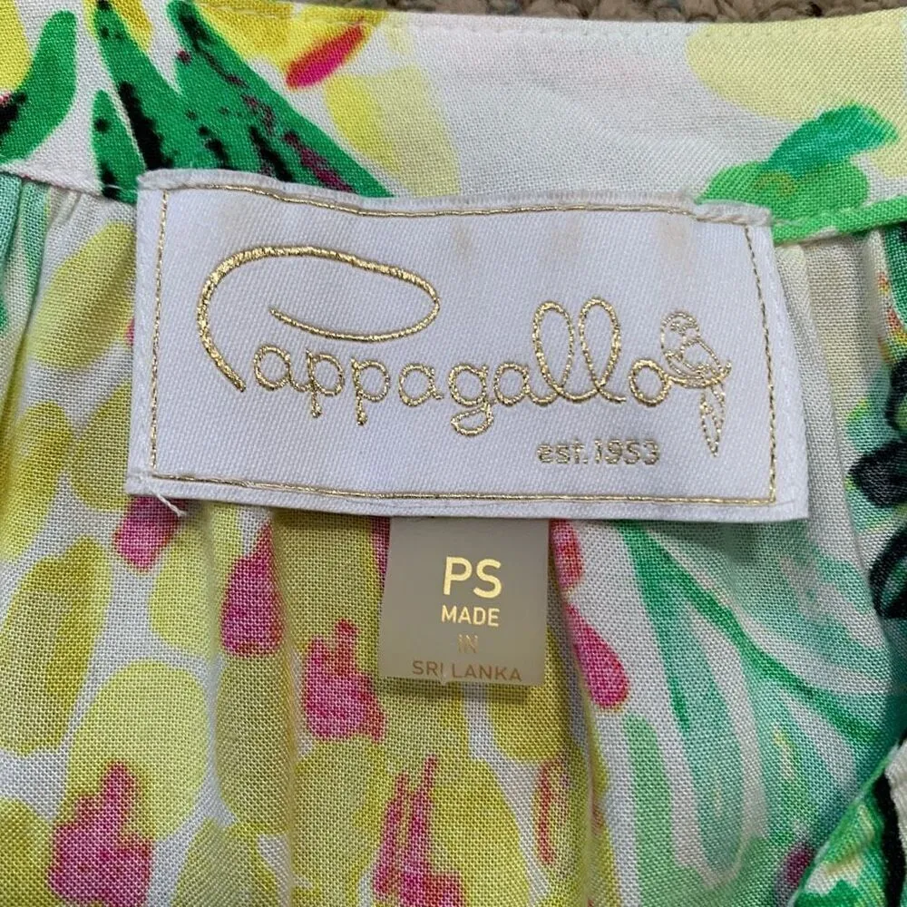 Pappagallo Eliza Blouse Green Multicolor Painted Pineapple Print Plunge Neck Top Size undefined - Image 8
