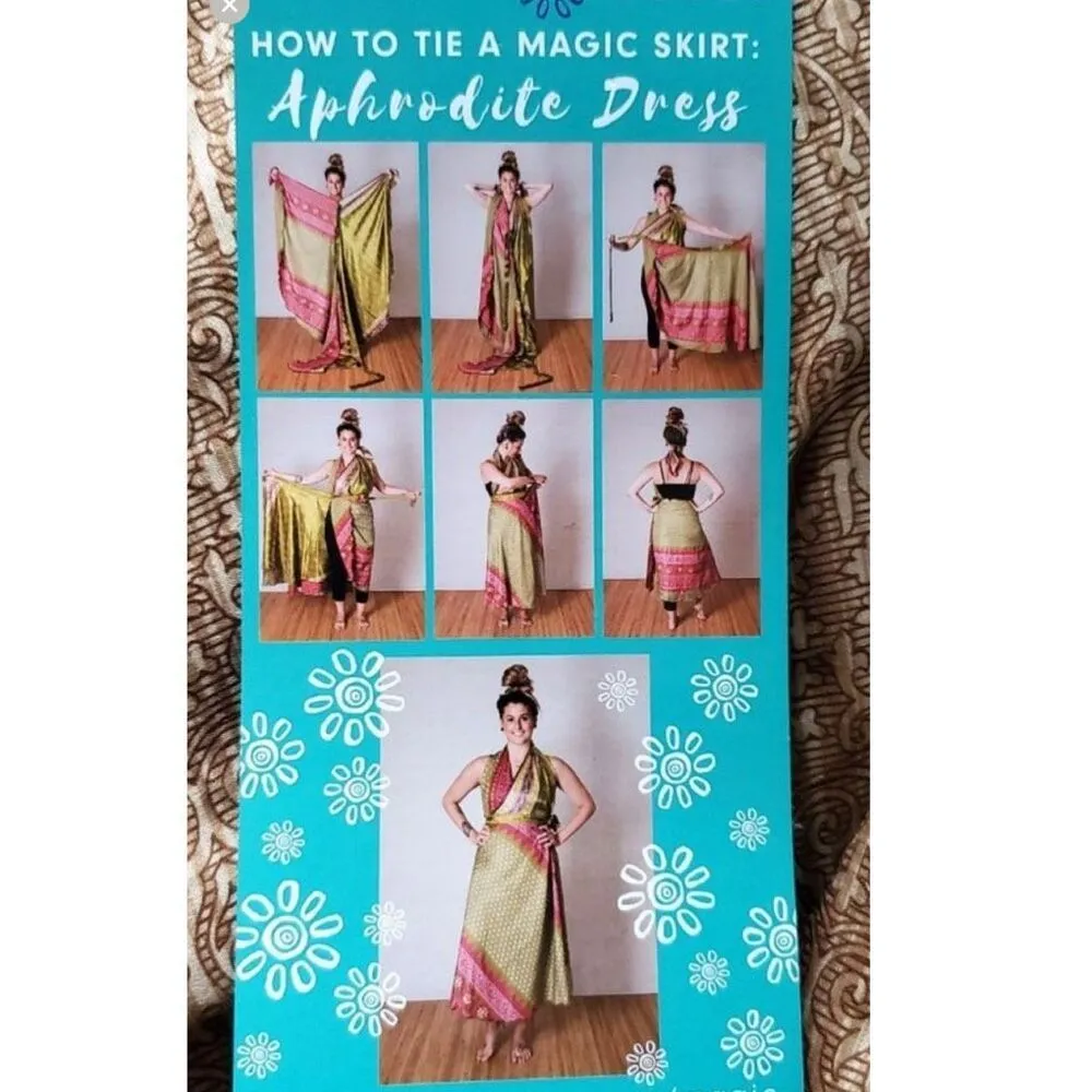 Mexicali Blues Floral Mixed Print Silk Blend Wrap MIDI Skirt Cottagecore Boho OS - Image 15